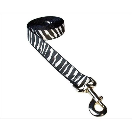 Sassy Dog Wear ZEBRA-WHITE-BLK.3-L 6 Ft. Zebra Dog Leash; White & Black - Medium